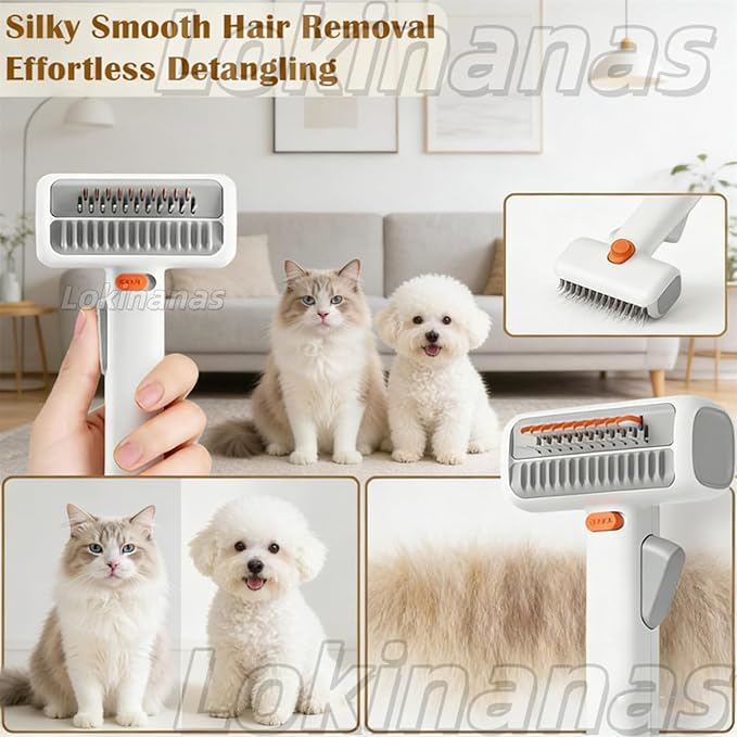 2026 New 2-in-1 Pet Self-Detangling & Grooming Comb, 2-in-1 Pet Comb Untangle & Remove Tangles One-Touch Switch, Pets Grooming Brush Detangle, Deshed, Massage for Dogs & Cats (1PC)