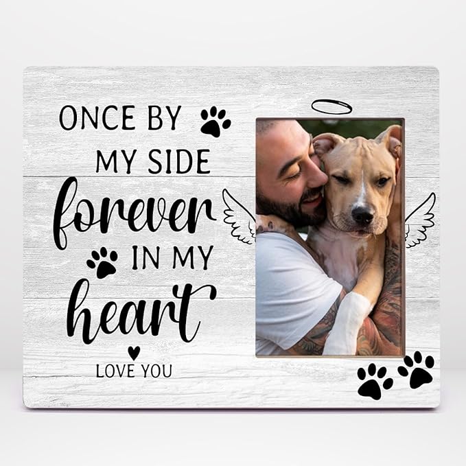 Orchroma Pet Memorial Gifts for Dogs,Loss of Dog Sympathy Gift,Dog Memorial Gifts for Loss of Dogs,Once by My Side Forever in My Heart Pet Memorial Picture Frame,4 x 6 Inch Photo