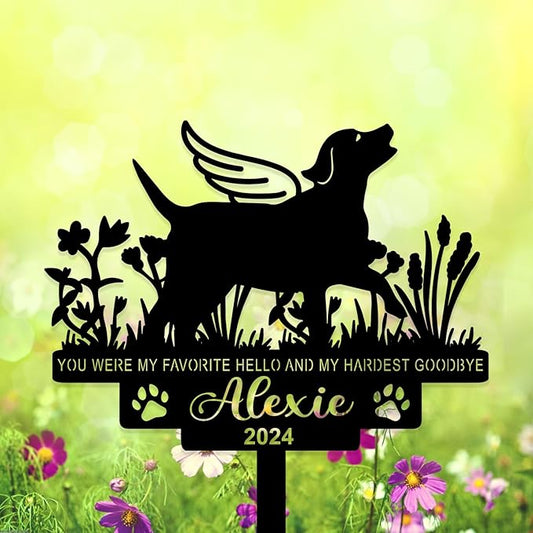Personalized Pet Memorial Grave Marker, Custom Pet's Name Cemetery Decorations for Funerary, Metal Pet Garden Stake, Outdoor Sympathy Pet Stake Plaque Gift for Loss Dog