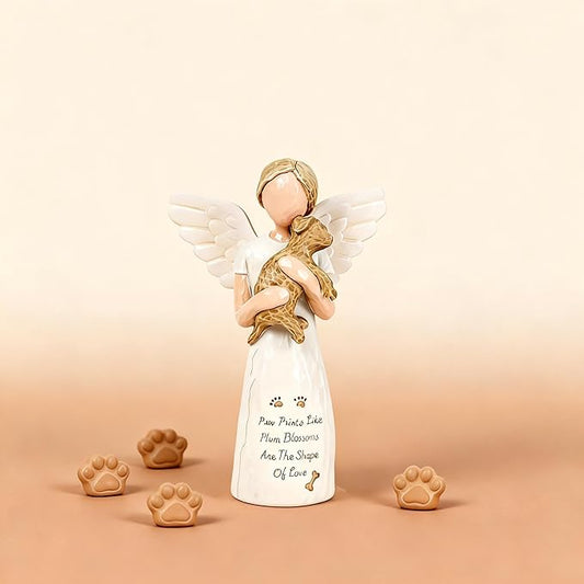 Dog Memorial Sympathy Gift for Loss of Pet, Comforting Bereavement Memorial for Grieving Dog Owners, Hand-Painted Figure，Resin Angel Statues，Garden or Home Memorial Display