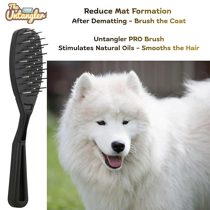 The Untangler Grooming Rake with Extra Long 1.25" silky smooth 360 degree rotating teeth to easily collect loose hair and groom(Blue)