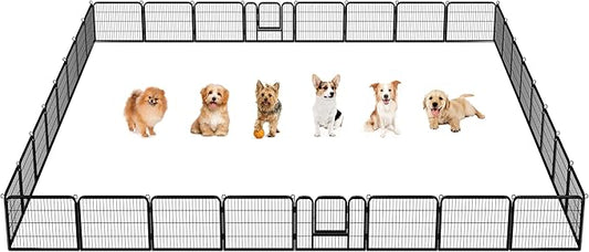 Yaheetech Dog Playpen Indoor, Extra Wide Outdoor Dog Fence Foldable Pet Puppy Exercise Pen for Yard/Garden/RV Camping, 32 Panels 24 Inch Height x 32 Inch Width