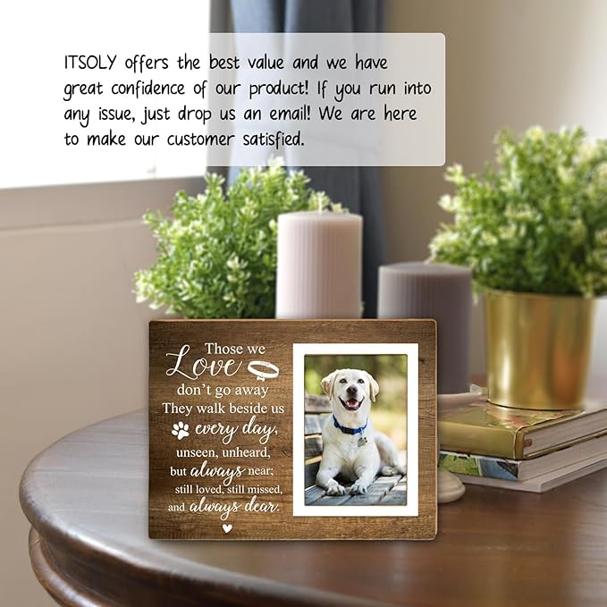 Memorial Picture Fram&Dog Memorial Suncatcher Gift Set, Pet Picture Frame, Sympathy Gifts for Loss of Loved Pet, Bereavement Gifts for Loss of Dog, Remembrance Photo Frame or Memorial Gift, Fits 4x6In Photo(GXK01)