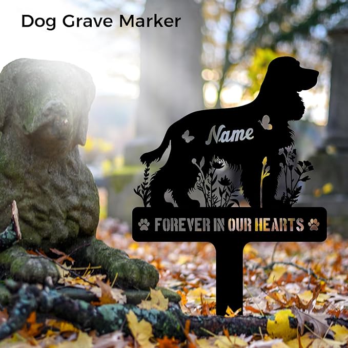 Custom American Cocker Spaniel Am Cocker Dog Grave Marker, Personalized Dog Memorial Stake, Metal Pet Tombstone, Outdoor Sympathy Sign for Garden Yard Decor, Pet Loss Gift