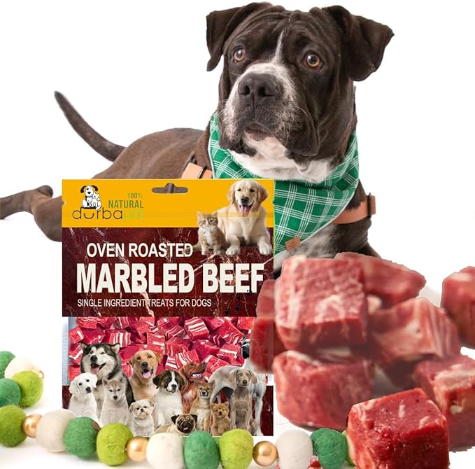 Oven Roasted Single Ingredient Treats for Dogs & Cats | Easy Chew (3.1 oz, Marbled Beef Cubes)