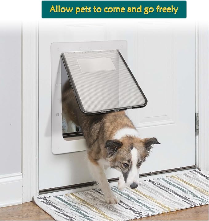 Ownpets Dog Door with Hard Plastic Flap Pet Door&Safe Plunger Lock,Solid Durable Frame Easy to Install Doggie Door for Large Dogs up to 100lbs