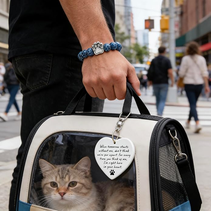 LINGYUAN Pet Memorial Gifts for Dogs Cats, Pet Memorial Bracelet, Remembrance Pet Loss Sympathy Gift for Cat Dog Lovers, Bereavement Gifts for Loss of Pet