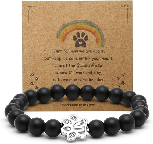 Dog Memorial Bracelet – Adjustable Pet Keepsake with Paw & Heart Charm, Sympathy & Remembrance Gift for Dog Loss, Cat & Pet Bereavement, Matte