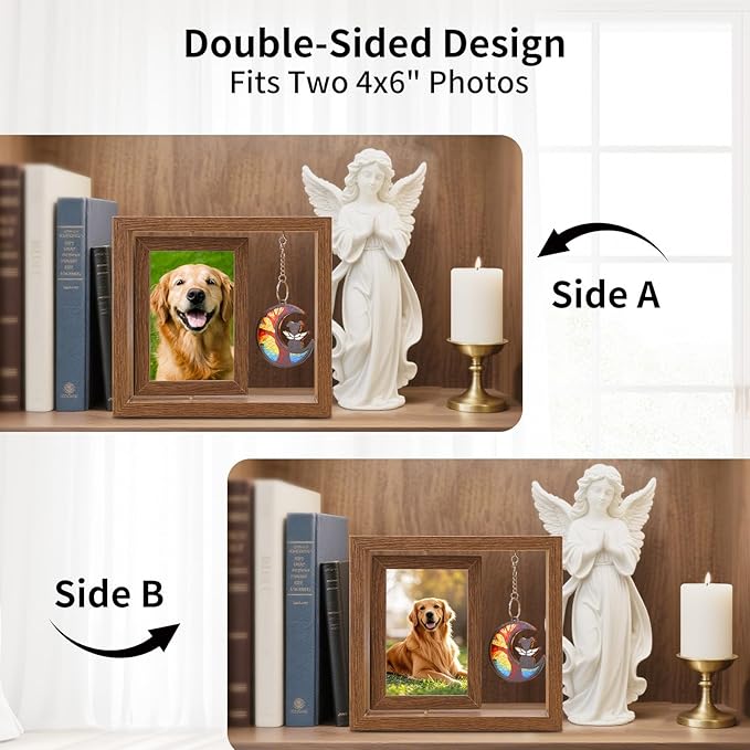 Dog Memorial Picture Frame – 4x6 Wooden Photo Frame for Pet Loss – Sympathy Remembrance Gift for Dog or Cat Lovers (Life Tree)