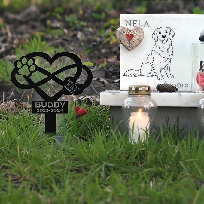 Custom Dog Grave Markers Outdoor, Personalized Pet Grave Marker Stake Dog Memorial, Outdoor Weatherproof Pet Cemetery Sign, Personalized Dog Memorial Gifts for Loss of Dog