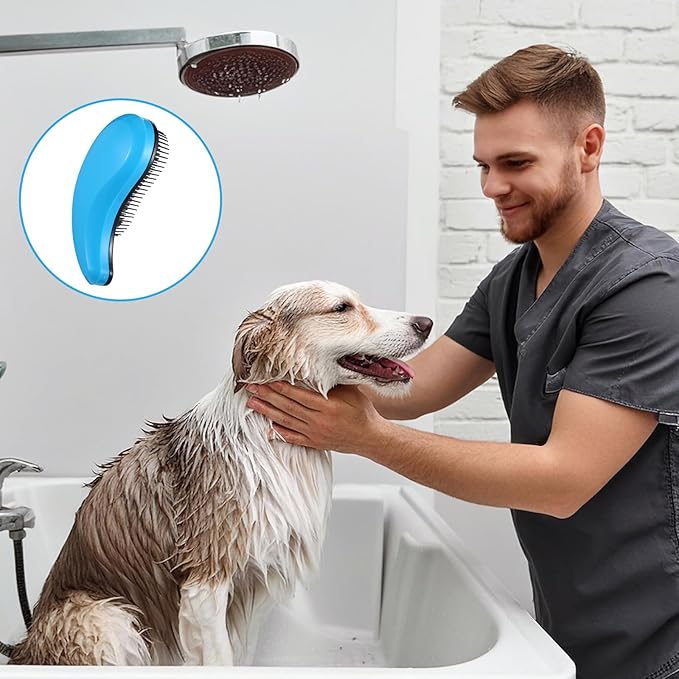 Small Dog Brush, Puppy Brush Grooming Tool, Gentle Cleaning Slicker Hair Brushes Remover for Teddy Yorkies Maltese Shih Tzu Chihuahua Cats Rabbits (Blue)