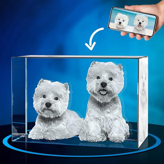 ArtPix 3D Crystal Photo, Personalized Dog Memorial Gifts with Your Own Photo for Dog Lovers, Pet Owners, 3D Laser Etched Picture, Engraved Crystal in Memory of Dog, Customized Gifts