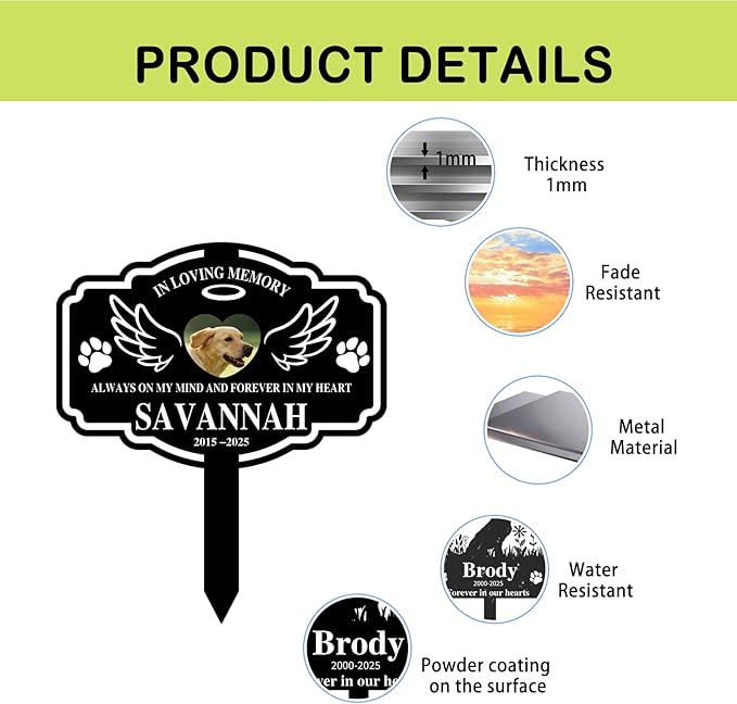 Custom Metal Dog Grave Marker Stake, Personalized Pet Headstones for Dogs, Outdoor Garden Pet Cemetery Metal Sign, Pet Memorial Gifts for Gogs, Dog Name Sign for Yard Cemetery