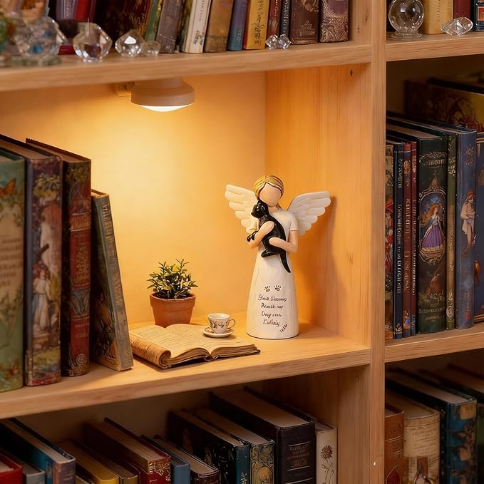 Cat Memorial Gifts for Loss of Pet, Waterproof Resin Angel Holding Cat Figurine, Pet Memorial Statue Sympathy Bereavement Gifts for Grieving Owners & Animal Lovers