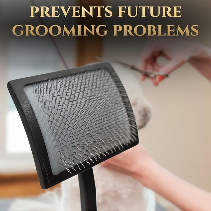 Slicker Brush for Dogs | Professional Dog Shedding Brush and Grooming Comb for Small Dog Breeds and Puppies | Ergonomic and Removes Shedding and Tangled Hair for Shiny Coat - Black
