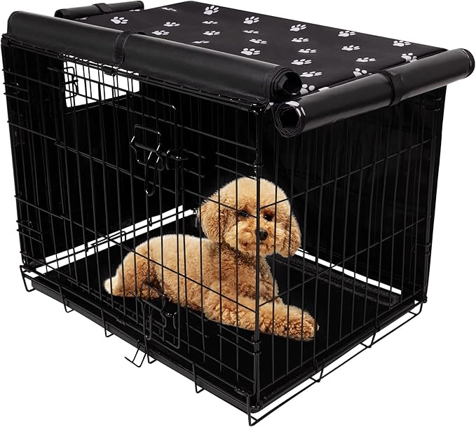 Pet Prime Dog Crate Cover Indoor/Outdoor Durable Windproof 600D Oxford Fabric Pet Kennel Cover Fit for 24 30 36 42 48 Inches Wire Dog Crate for Small and Large Dogs-Cover Only(24 Inch (24"x18"x19"))