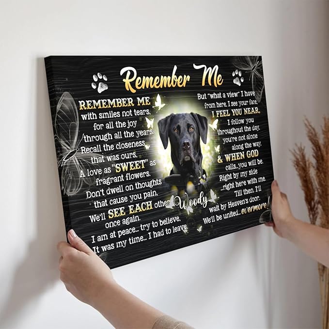Dem Canvas Personalized Canvas Prints, Dog Loss Gifts, Pet Memorial, Pet Sympathy Gifts, Remember Me, Dog Grieving Canvas (36x24)