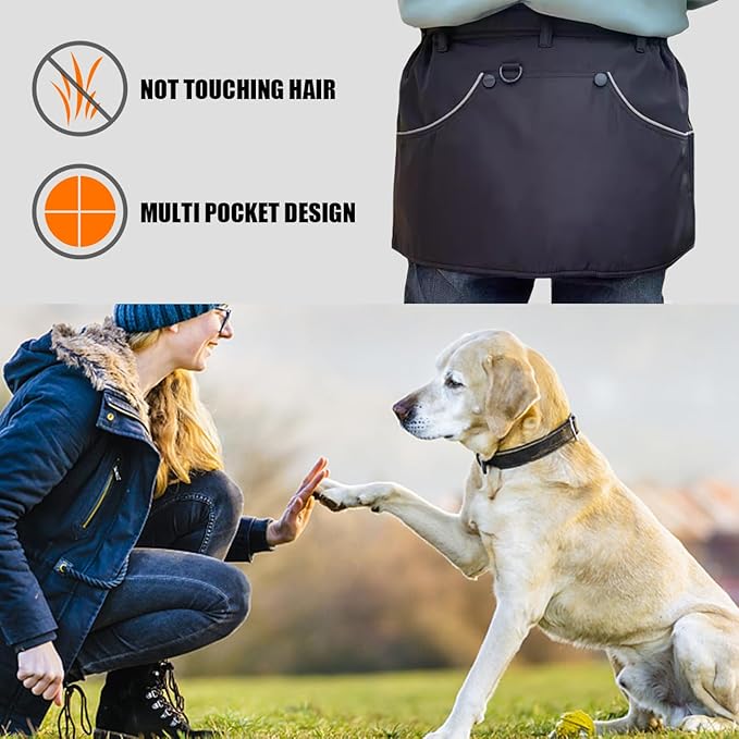 Dog Trainer Apron with Multi Pockets and Waist Strap Adjustable Dog Training Pant Waterproof Dog Training Shorts Dog Handler Clothing for Outdoor Training Activities Black XL