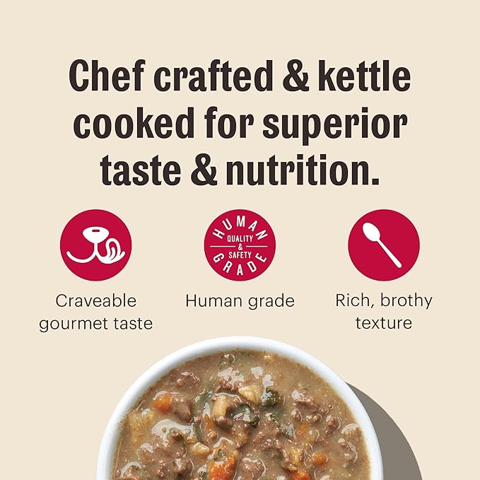 The Honest Kitchen Human Made One Pot Stews: Braised Beef & Lamb Stew with Green Beans & Sweet Potatoes Wet Dog Food, 10.5 oz x6