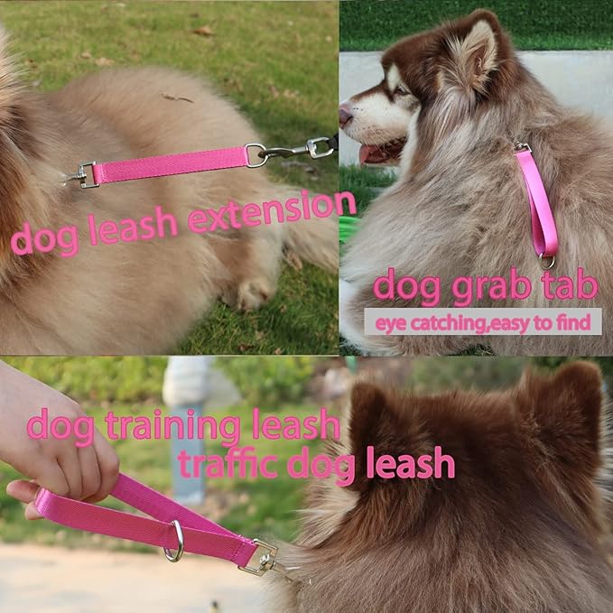 Traffic Dog Leash Dogs Training Leash Short Pet Lead Pets Traffic Grab Handle Dog Grab Tab Training Tab Handle Nylon Short Dog Lead (Rosered & Purple)