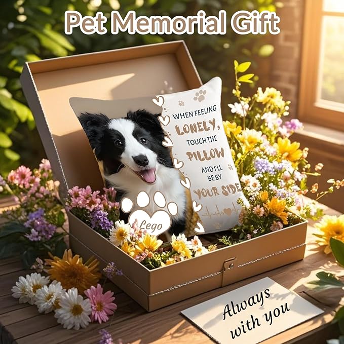 Custom Dog Memorial Throw Pillow with Photo - Personalized Loss of Dog Sympathy Gift for You | Pet Memorial Gifts for Dogs/Cats (Style 1)