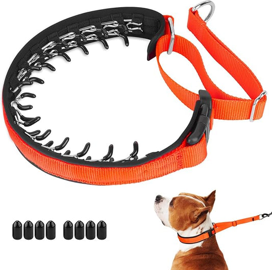 Mayerzon Martingale No Pull Collar for Medium Large Dogs, Patented Anti Pull Dog Collar with Buckle for Walking Training, with Neoprene Padding and Reflective Stitching, Adjustable(Sunset Orange, L)