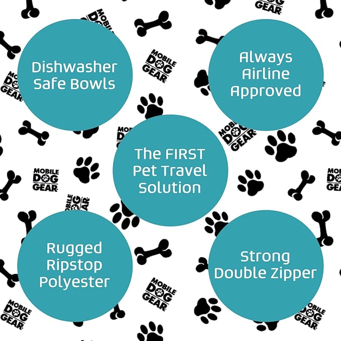 Mobile Dog Gear Week Away Dog Travel Bag Backpack (13"x7"x16", Floral) - Includes 2 Pet Food Storage Containers + 2 Collapsible Dog Water Bowls - Airline Approved Travel Accessories, Great for Trips