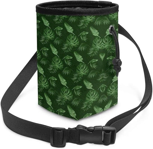 Green Leaves Pet Treat Pouch Multiwear Puppy Training Pouch Treat Pouches for Pet Training, Dog Trainer Essentials Supplies Reward Pouch with Waist Belt Shoulder Strap