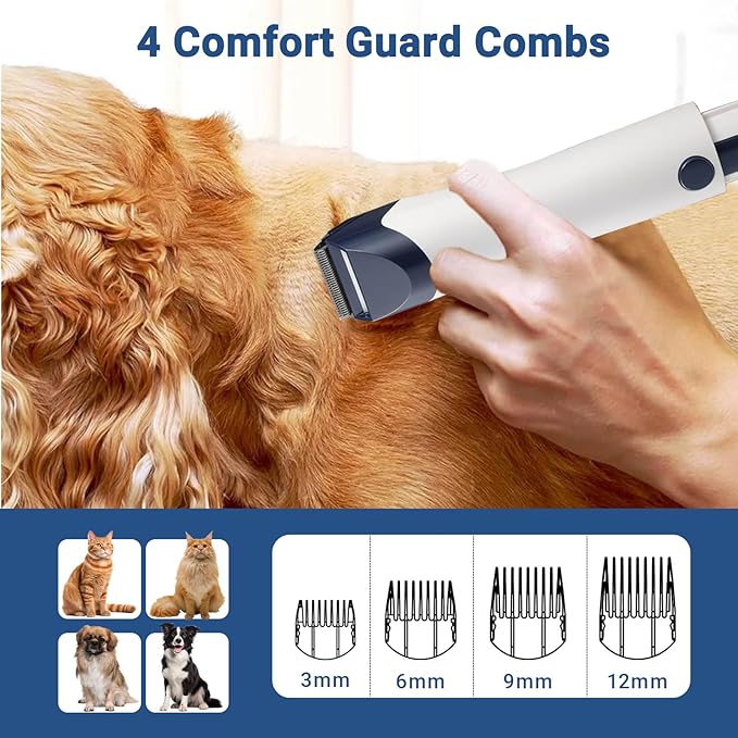 Pet Grooming Kit - Vacuum with 3 Suction Modes, 4 Brush Attachments, 2.5L Dust Cup for Dog/Cat Shedding, Hair Removal and Grooming (Gift Set)