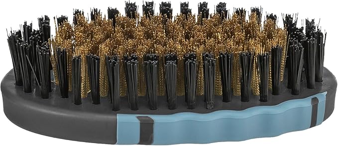 Trixie Grooming Brush for Dogs - for Massaging and Shining the top Coat and Undercoat of Short Coats - Nylon and Brass bristles - Rubberised - 7 x 12 cm - Black/Blue - 2319
