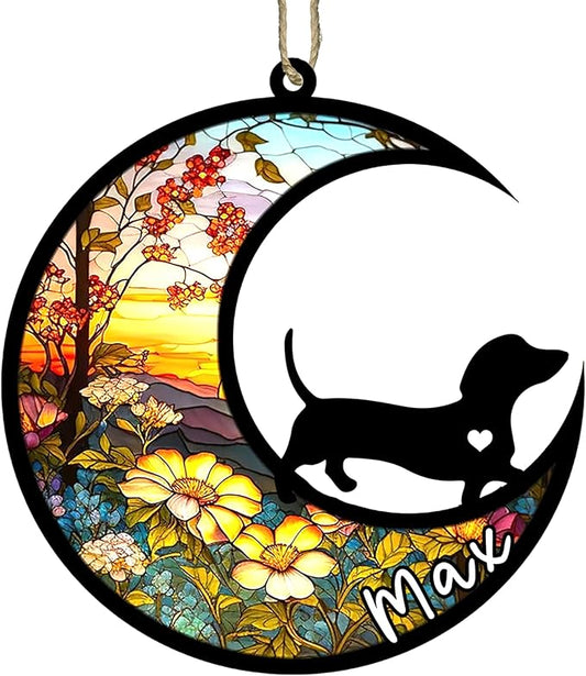 Personalized Dog Memorial, Custom Name Dachshund Dog Christmas Ornament with Name, Custom Breeds, Pet Loss Light Catcher, Gifts for Lovers Loss of Pet Sympathy on Mothers Day Christmas