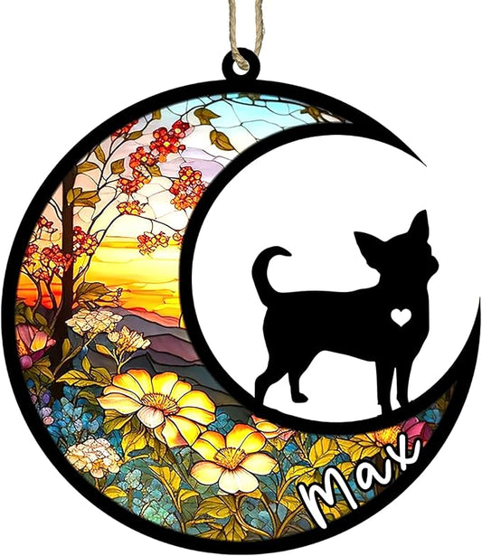 Personalized Dog Memorial, Custom Name Chihuahua Dog Christmas Ornament with Name, Custom Breeds, Pet Loss Light Catcher, Gifts for Lovers Loss of Pet Sympathy on Mothers Day Christmas