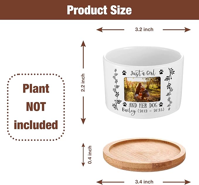 Personalized Pet Memorial Plant Pot Dog in Picture Deceased Customized Dog Cat Pet Remembrance Passing Away Heartfelt Sentimental Quote Frame Gift for Pet Owner Christmas Meaningful Birthday
