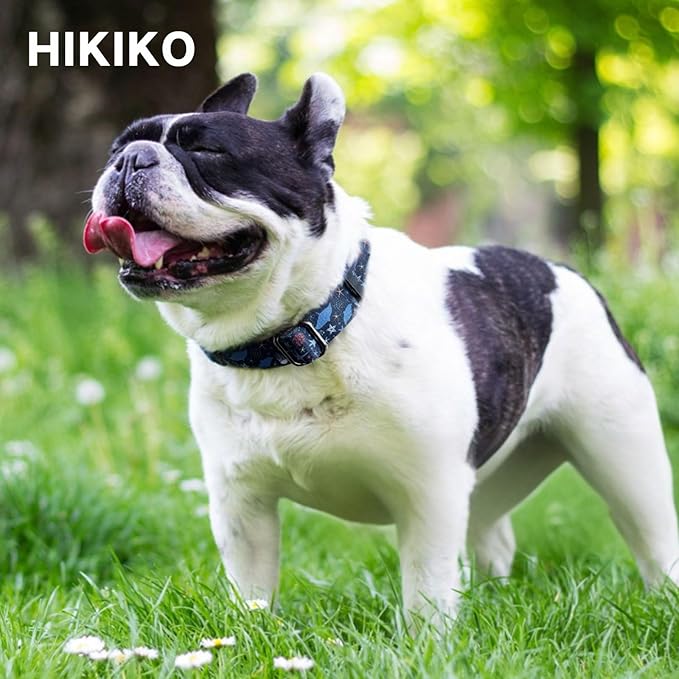 Hikiko Martingale Collar for Dogs with No Buckle Starfish Blue Dog Collars for Medium Dogs,Submarine,M