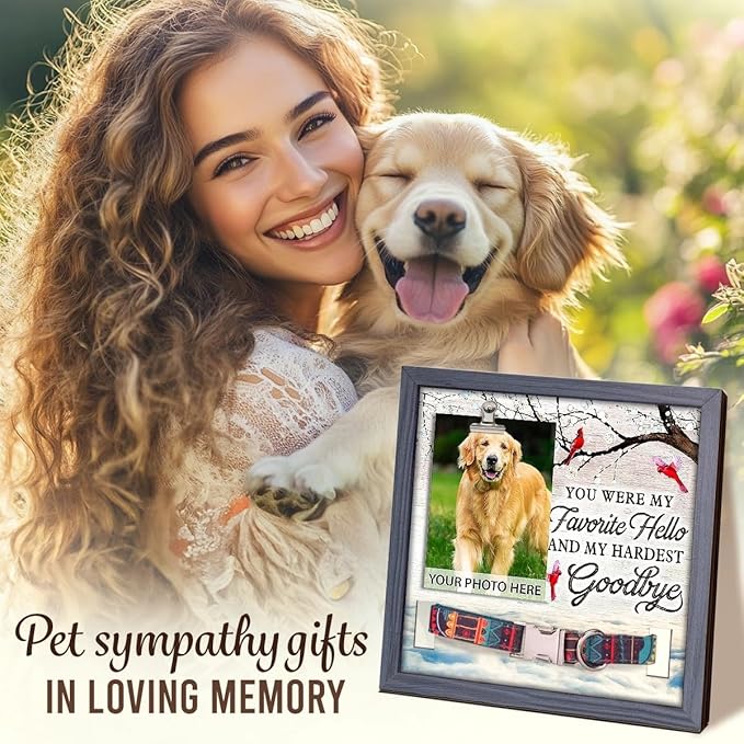 Pawfect House Dog Memorial Picture Frame With Collar Holder, Pet Memorial Gifts For Dogs, Dog Passing Away Gifts For Grieving Friend, Pet Loss Sign 9x9 Inches, Bereavement Gift Ideas