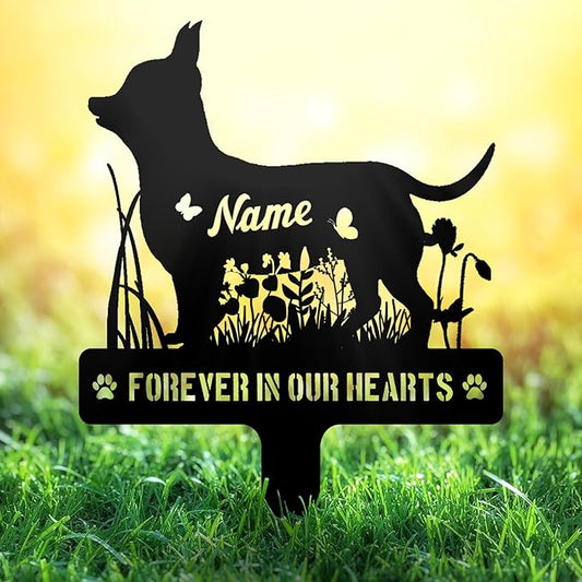 Custom Chihuahua Chi Dog Grave Marker, Personalized Dog Memorial Stake, Metal Pet Tombstone, Outdoor Sympathy Sign for Garden Yard Decor, Pet Loss Gift