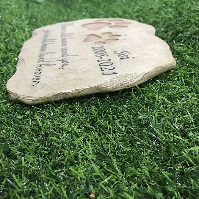 Personalized Pet Memorial Stones Dog Cat Paw Prints Grave Markers with Sympathy Poem If Love Could Have Saved You, You Would Have Lived Forever.