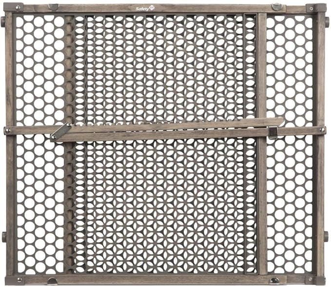 Safety 1st Adjustable Baby Gate for Doorways, Pressure Mount Fastening Gates for Pets, Toddlers, Babies, Children, Vintage Wood, Grey