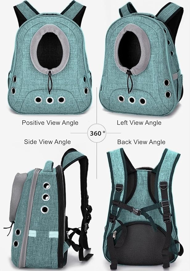 Pet Dog Backpack Carrier Small Doggy Front Backpack,Large Space Cat Carrier Backpack,Ventilated for Hiking,Camping,Travel,Suitable for Shopping and Vet,Max 12 lbs(Cyan)