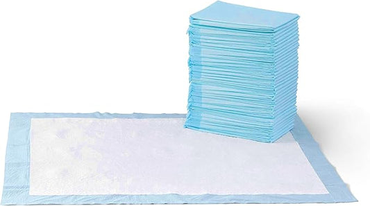 Amazon Basics Leak-Proof Dog and Puppy Potty Training Pee Pads with Quick-Dry 5-Layer Design, Housebreaking, Standard Absorbency, X-Large, 28 x 34 Inch, Blue & White, 60-Pack