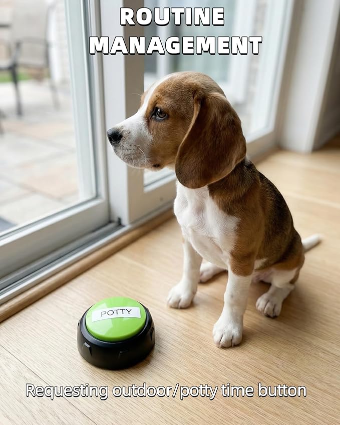 Dog Buttons for Communication, Recordable Button for Dog Starter Training, 30-Second Clear Speech Recording Pet Talking Buttons, Classroom Buzzer for Teachers(Green, Colour)