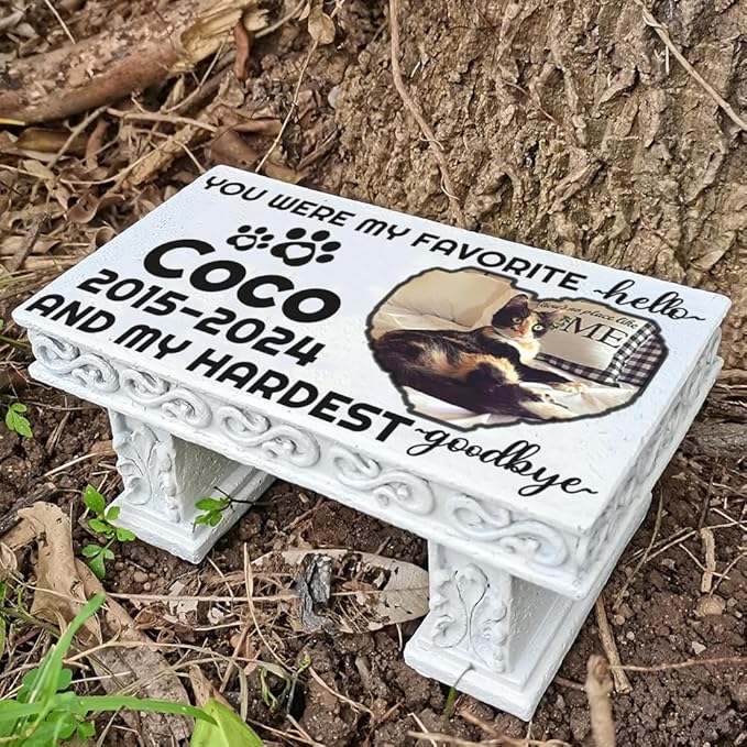 Personalized Memorial Bench for Pet Human, Custom Pet Memorial Stone with Colorful Photo, Pet Grave Marker Dog Headstone Cat Tombstone, Loss of Pet Gifts, Memorial Garden Plaque