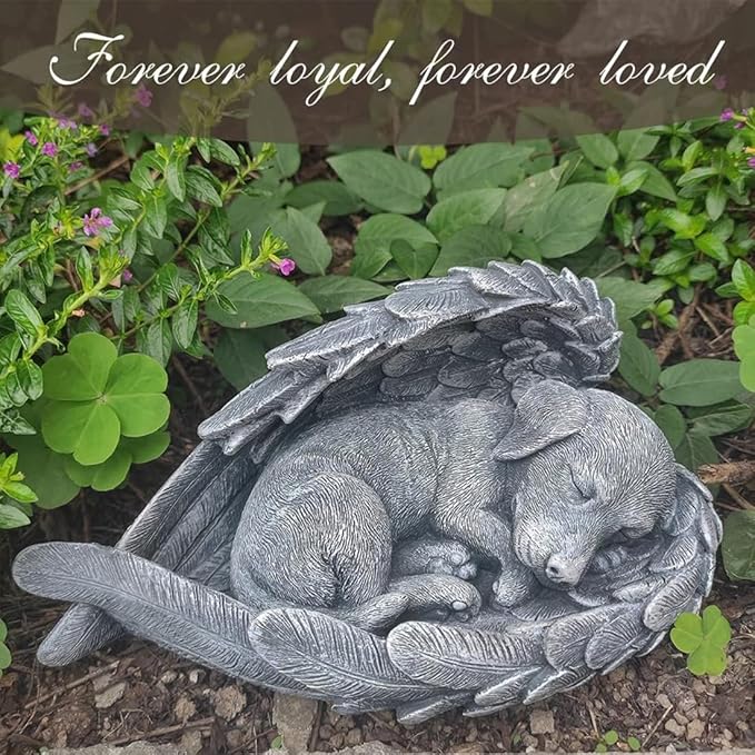 Angel Dog Memorial Stones Dog Headstone Memorial Garden Stone Dog Tombstone Pet Grave Markers for Dog Pet Memorial Gift Loss Sympathy Gifts for Dogs