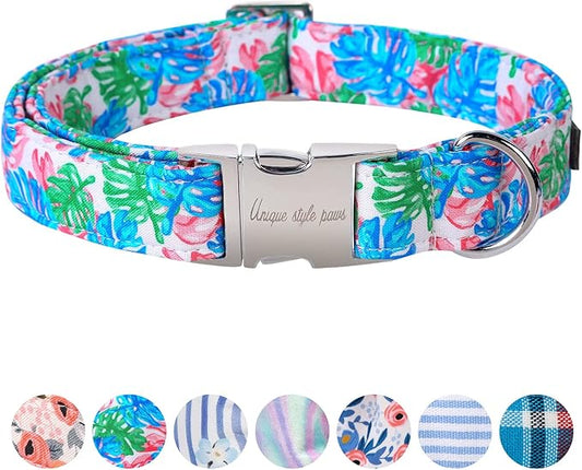 Unique style paws Dog Collar Metal Buckle Painting Banana Leaves Collar Gift Durable Cute Collar for Small Medium Large Boys Girls Dogs