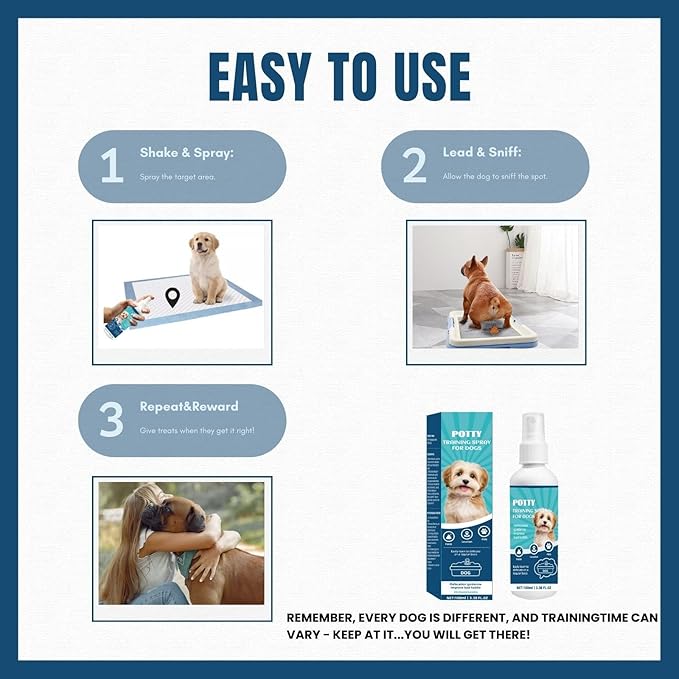 Dog Potty Training Spray - Effective Puppy Potty Training Aid for Indoor & Outdoor Housebreaking - Attractant Scents for Dogs & Puppies - Shortens Training Time & Saves Floors (3.38 fl oz)