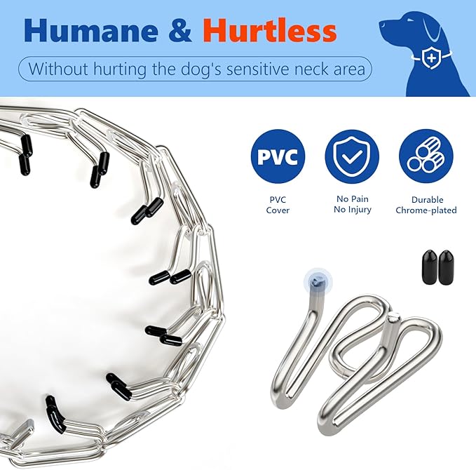 Supet Prong Collar for Dogs, Adjustable Dog Choke Collar Adjustable Dog Pinch Collar with Quick Release Buckle for Small Medium Large Dogs(Packed with One Extra Links)