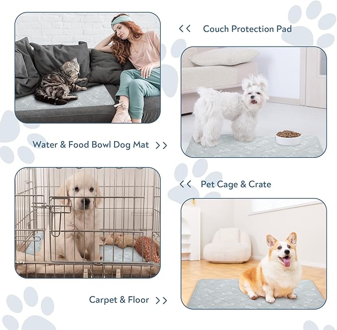 Washable Pee Pads for Dogs, 2 Pack Reusable Puppy Pads 28" x 42", Super Absorbent & Waterproof Training Mats for Potty, Crate, Kennel, Playpen, Bed & Sofa, Anti-Slip Wee Pee Pads for Dogs