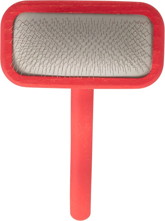 Chris Christensen Mark II Slicker Brush, Groom Like a Professinal, Stainless Steel Pins, Lightweight Beech Wood Body, Ground and Polished Tips, Red Small