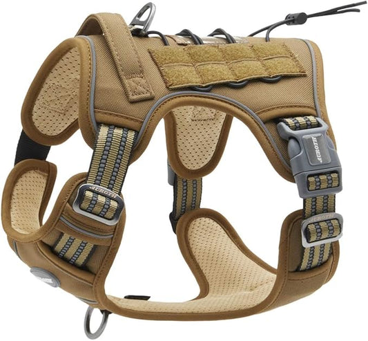 Auroth Tactical Dog Harness for Small Medium Dogs No Pull Adjustable Pet Harness Reflective Working Training Easy Control Pet Vest Military Service Dog Harnesses Army Yellow M