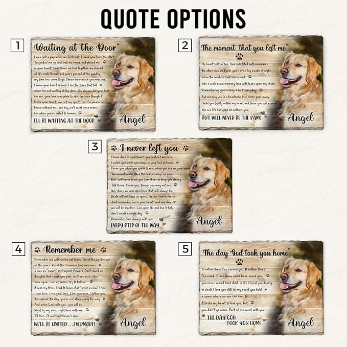 Personalized Dog Memorial Stone - Waiting at The Door Poem Plaque - Pet Loss Sympathy Gift for Dog Passing, Remembrance Keepsake for Mom Dad Friends, in Loving Memory Pet Tribute